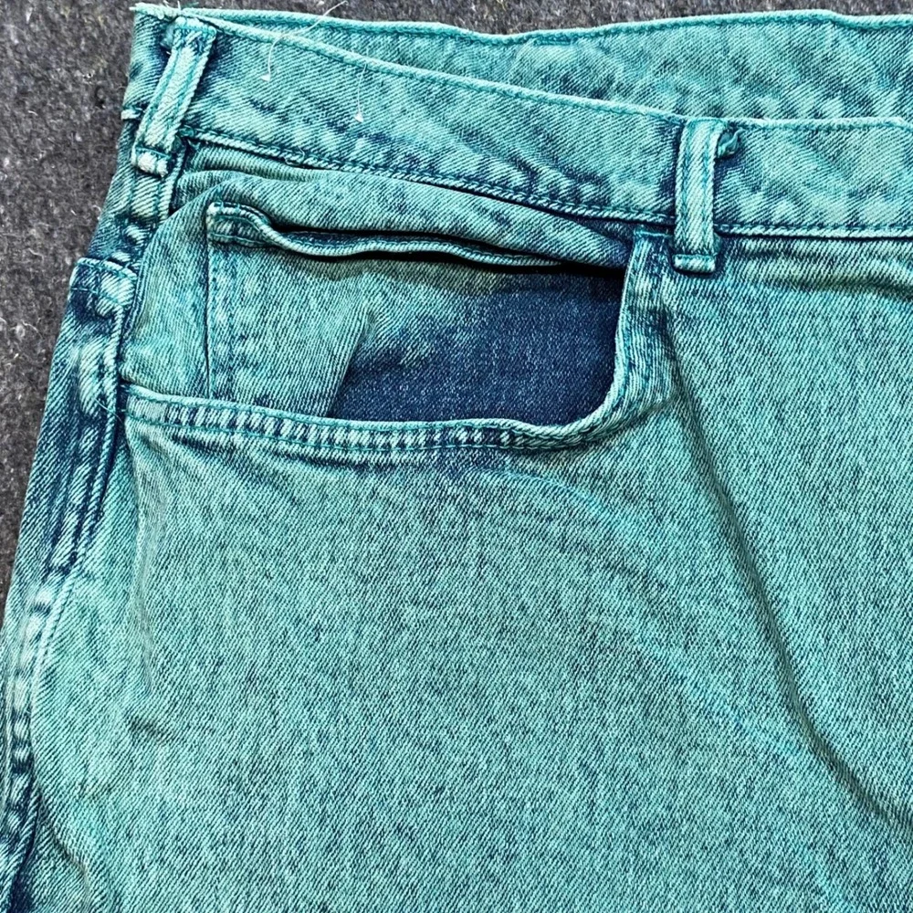 Nasty Jeans Sz 38 Mens Teal Green Grunge Skater Acid Wash Tapered High Rise